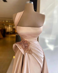 Elegant Long Champagne High Split Prom Dress