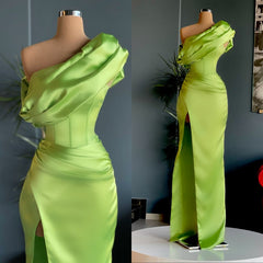 Elegant One Shoulder Long Evening Prom Dress With Split