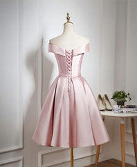 Cute Pink A Line Short Prom Dress, Pink Evening Dress