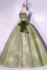 Green Strapless Tulle Long Formal Dress, A-Line Evening Party Dress