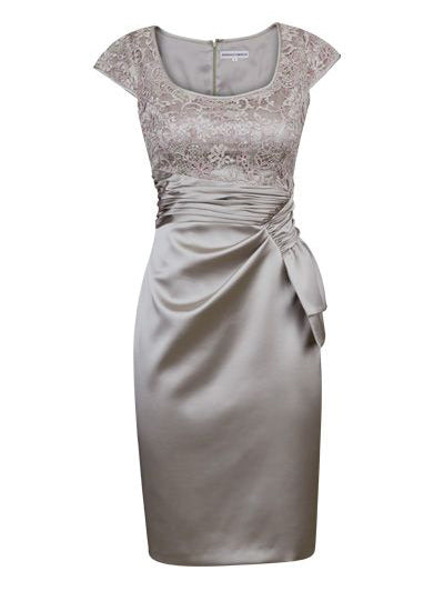 Short Silver Empire Mother of Bride Dress