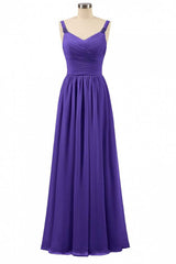 Purple Chiffon Sweetheart Straps A-Line Bridesmaid Dress