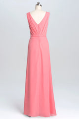 Lavender Chiffon A-line Ruffles Long Bridesmaid Dress