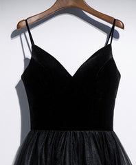 Black V Neck Tulle Short Prom Dress, Black Tulle Homecoming Dress