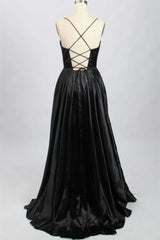 A-Line Black Sweetheart Lace-Up Prom Gown