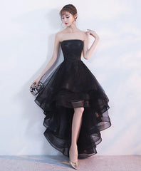 Black Tulle Lace Short Prom Dress, Black Tulle Homecoming Dress, 1