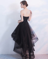 Black Tulle Lace Short Prom Dress, Black Tulle Homecoming Dress, 1