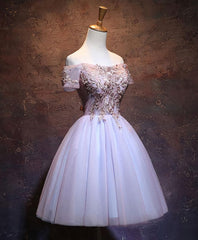 Cute Lace Applique Tulle Short Prom Dress, Homecoming Dress