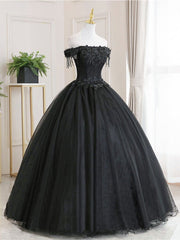 Black tulle lace long black tulle lace prom dresses