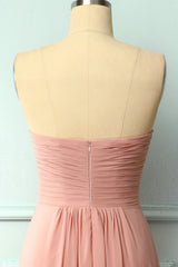 Elegant Sweetheart Pleated Blush Bridesmaid Dress