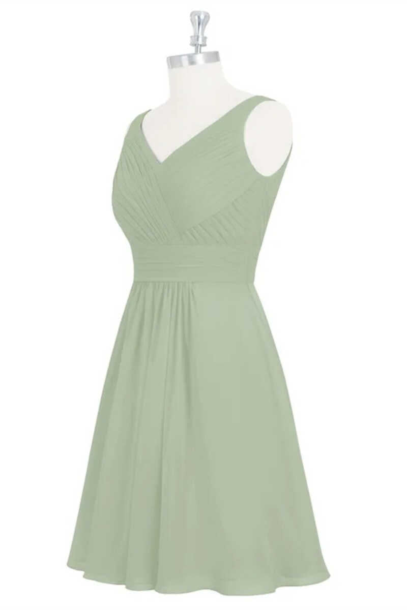 Sage Green Chiffon A-Line Short Bridesmaid Dress