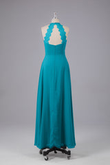 Elegant Chiffon Halter Floor Length Bridesmaid Dresses