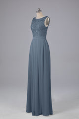 A-line Lace Top Floor Length Chiffon Bridesmaid Dresses