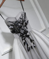 Gray Tulle Short A Line Prom Dress, Homecoming Dress