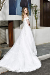 A-line Off the Shoulder Long Wedding Dresses