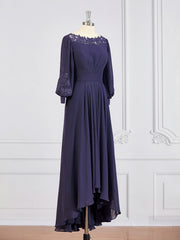 A-Line/Princess Bateau Asymmetrical Chiffon Mother of the Bride Dresses