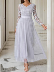 A-Line/Princess V-neck Ankle-Length Tulle Mother of the Bride Dresses With Belt