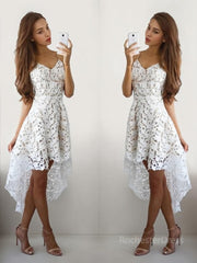 A-Line/Princess V-neck Short/Mini Lace Homecoming Dresses