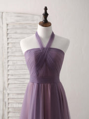 A-Line Tulle High Low Long Prom Dress Simple Bridesmaid Dress