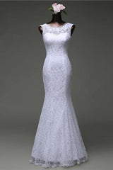 Beautiful Appliques Court Train Lace up Pure White Mermaid Wedding Dresses