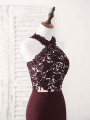 Burgundy Lace Mermaid Long Prom Dress Burgundy Bridesmaid Dress