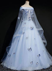 Beautiful Light Blue Ball Gown Lace Up Party Dress, Blue Prom Dress 2024