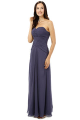 Chiffon Sweetheart Neck Long Bridesmaid Dresses