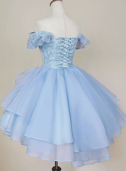 A Line Short Pink Blue Homecoming Dress