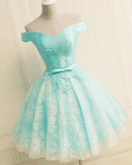 Elegant Lace Appliques Satin Off The Shoulder Homecoming Dress Short