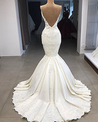 Glamorous Mermaid Sleeveless Lace Wedding Dress Overskit