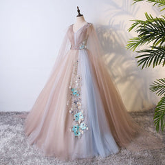 Gorgeous Ball Gown Tulle V-neckline Long Party Gown, New Prom Dress