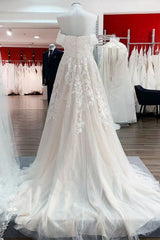 Gorgeous Long A-line Off-the-shoulder Tulle Lace Appliques Wedding Dress