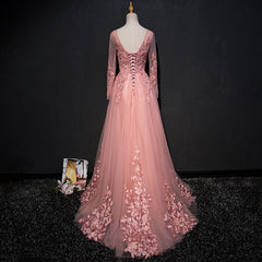 High Quality Tulle Party Dress with Lace Applique, Long Prom Gown