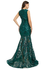 Sequins Sleeveless Floor Length Crew Neck Prom Dresses