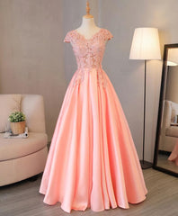 Custom Made V Neck Lace Long Prom Dress, Lace Evening Dress