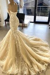 Ivory Sweetheart Strapless Long Mermaid Wedding Dress