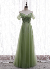 Light Green Beaded Sweetheart Long Party Dress, Green Formal Dress Prom Dress