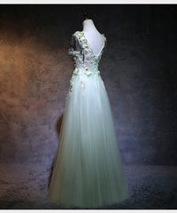 Light Green Tulle Long Party Dress, A-line Floor Length Prom Dress