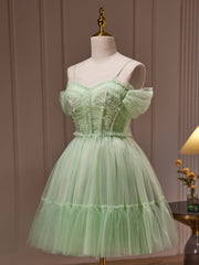 Light Green Tulle Short Party Dress Graduation Dress, Cute Short Formal Dress