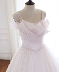 Light Pink Tulle Long Prom Dress Pink Tulle Formal Graduation Dresses