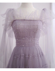 Light Purple Tea Length Soft Tulle Party Dress, Cute Short Homecoming Dress Formal Dress