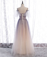 Light Purple Tulle Sequin Long Prom Dress, Purple Formal Party Dress