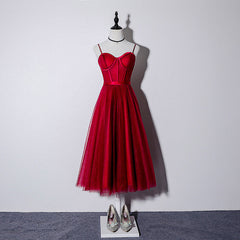 Lovely Dark Red Sweetheart Tulle Prom Dress, Wine Red Evening Dress Homecoming Dress