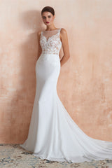 Mermaid See-Through Chiffon Wedding Dresses with Appliques