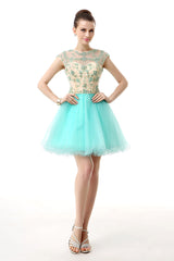 Mint Green Beaded Short Homecoming Dresses