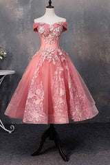 A-line Off-Shoulder Short Prom Dresses Appliques Sweet 16 Gown