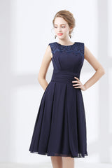 Lace Beaded Sleeveless A Line Chiffon Bridesmaid Dresses