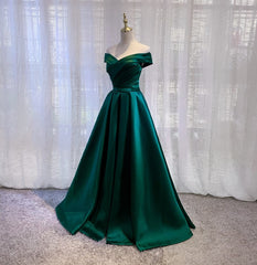 Off Shoulder Satin Simple Sweetheart Long Prom Dress, A-line Party Dress Formal Dress