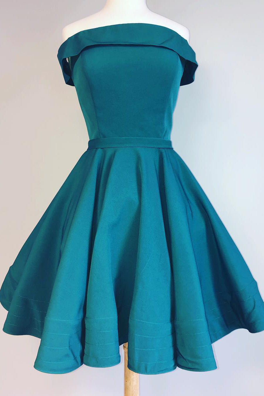 Off the Shoulder Teal Short Homecoming Dress