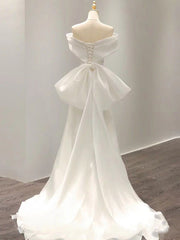 Off the Shoulder White Ivory Wedding Dresses, Ivory Prom Formal Graduation Dresses